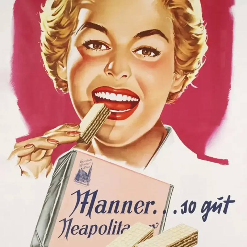 Illustrierung von Frau, die Manner Schnitte isst